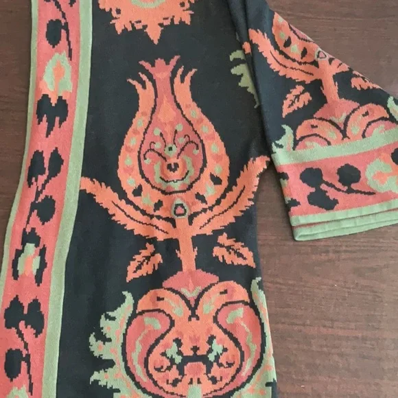 Soft Surroundings long sleeve Red, black and green long knit sweater - Picture 5 of 6